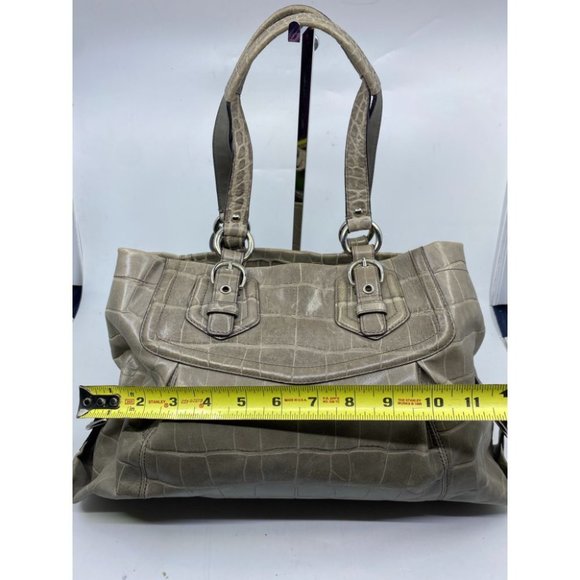COACH Animal Embossed Leather Gray Shoulder Bag - Picture 4 of 16